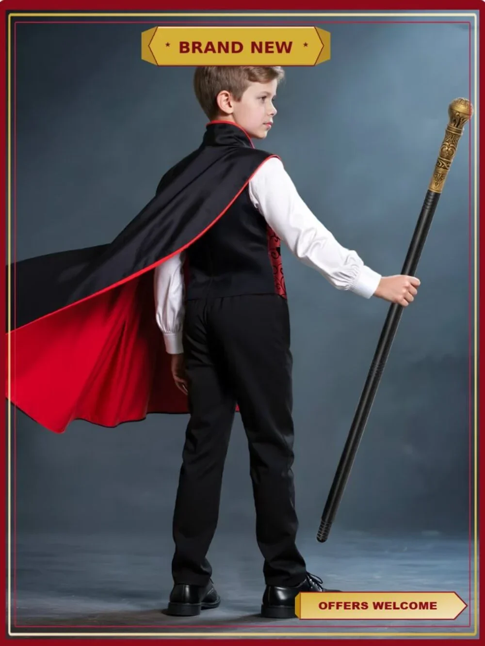 Boys Vampire Costume Set Classic Gothic Kids Cosplay Dress-Up Outfit